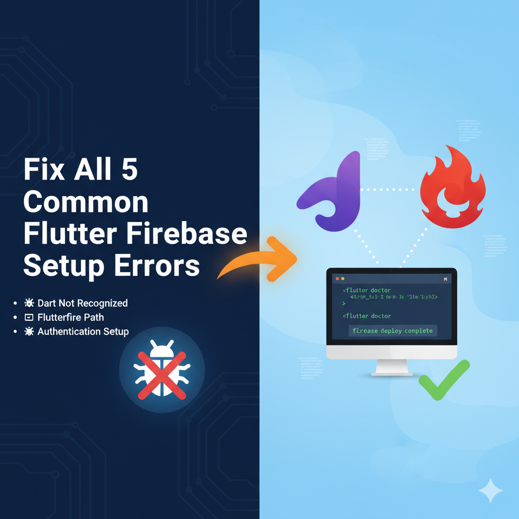 Fix All 5 Common Flutter Firebase Setup Errors (Dart Not Recognized, Flutterfire Path, Project Naming & More)
